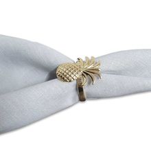 Argola Para Guardanapo Abacaxi Dourado 4 Peças Class Home