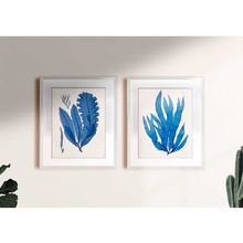 Quadro Folhas 9665 Azul e Branco 103x83cm