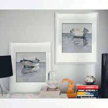 Quadro Barco 9627 Com Moldura Branca 103x83cm