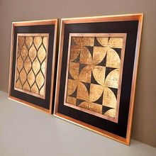 Quadro Ampulheta Dourado E Preto 8400 Com Moldura 75x75cm