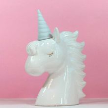 Peça Decorativa Unicórnio Head Com Led Branco