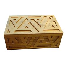 Caixa de Madeira com Relevo Geométrico 30x20x11cm