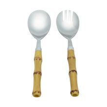 Conjunto com 2 peças Para Salada de Aço Inox com Cabo de Plastico Bamboo 21cm Lyor
