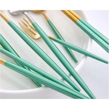 Jogo De Talheres Dourado e Verde Tiffany 4 Peças