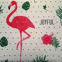 Tapete Poliester Joyful Flamingo Fd Branco 40x60cm