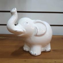 Elefante Branco Antique De Cerâmica 18x10x14cm