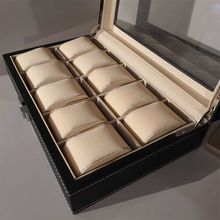 Caixa Porta Relógios De Couro Sintético Preto 32cm