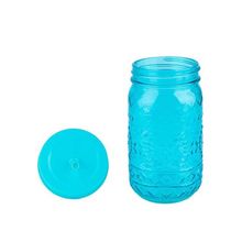 Copo De Vidro Com Canudo Maya Style Azul 500ml