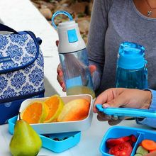 Garrafa Squeeze 400ml Com Alça E Trava Azul