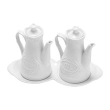 Galheteiro De Porcelana Com Detalhes Em Alto Relevo 3 Peças