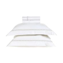 Jogo de Cama Queen Trussardi 600 Fios cetim 100% Algodão Egípcio Castellani Branco/Platino