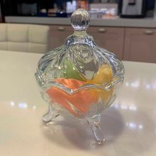 Bomboniere Decorativo Com Pé E Tampa Cristal Fruit Lyor