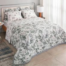 Kit Colcha Queen Percalle 180 Fios Buddemeyer Bethania 100% Algodão Penteado Dupla Face Estampado 3 peças