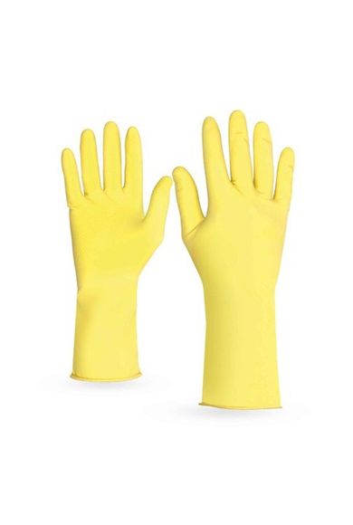 Luva De Latex Forrada Amarela Grande
