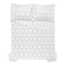 Jogo de Colcha King Trussardi 2 Porta Travesseiros 300 Fios Cetim 100% Algodão Egípcio Salento Branco/Legno