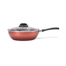 Wok Clove Com Tampa E Revestimento Antiaderente Pro-Flon Cobre  28Cm  4,1L