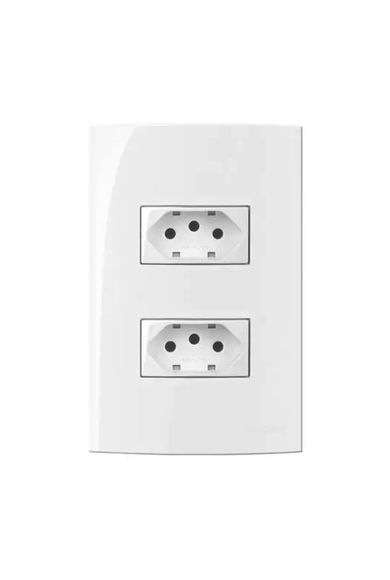 Conjunto De 2 Tomadas 2p + T 10A 250v 4x2 Sleek Branco Margirius