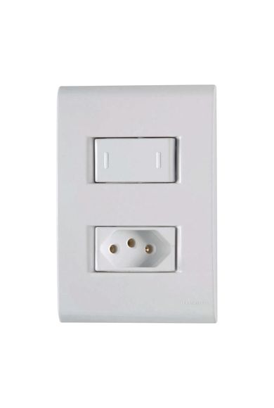 Conjunto 4x2 Com 1 Interruptor Paralelo 10 A 250 V e 1 Tomada 2P+T 20 A 250 V Liz Branco Tramontina