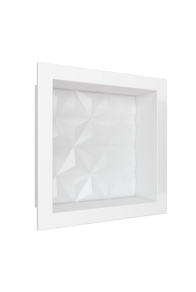 Nicho Para Banheiro Em Mármore Sintético Texturizado 30x30cm Branco Cozimax