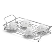 Bandeja Aramada Decorativa Em Aço Cromado Fosco 48x25cm Arthi