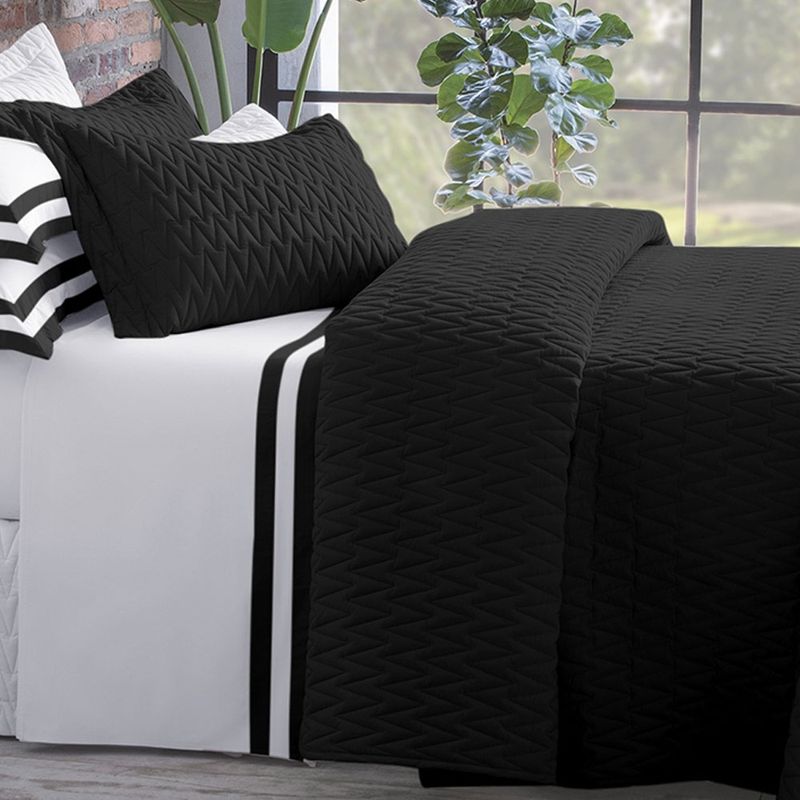 Kit-Colcha-Matelasse-Zig-king-Preto