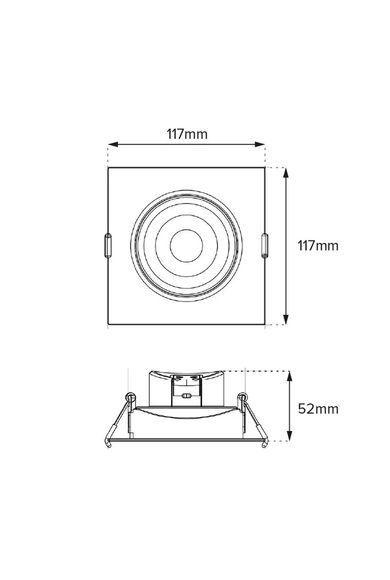 Luminária Led Downlight Quadrada Par20 7W 2700K luz quente Bivolt Brilia