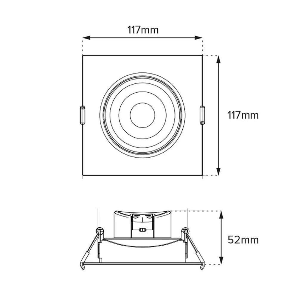 Luminária Led Downlight Quadrada Par20 7W 2700K luz quente Bivolt Brilia