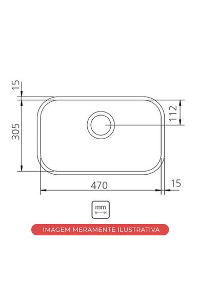 Cuba Em Aço Inox Polido 47x30x14cm Com Válvula 3,1/2 Polegadas 94083507 Tramontina
