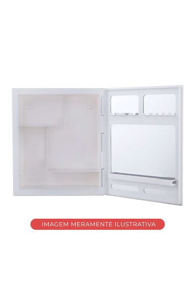 Armário Plástico Versátil 35,5x10x30,5cm de Embutir e Sobrepor Branco Astra