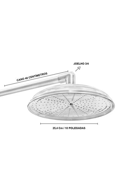 Ducha Cascata de Aluminio Polido 10 Polegadas Foglieto