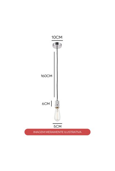 Pendente HongKong Cromado Para 1 Lâmpada E27 Chandelie