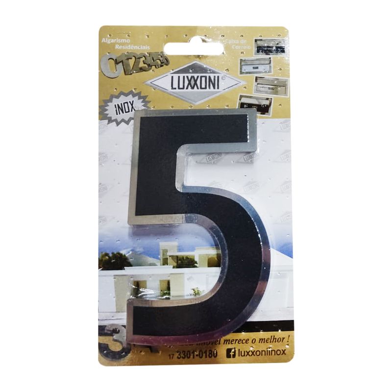 Numero-Residencial-5-Preto-Com-Inox-125cm-Luxxoni