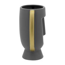 Vaso Pasco de Cerâmica Cinza 21cm x 17cm  x 11cm