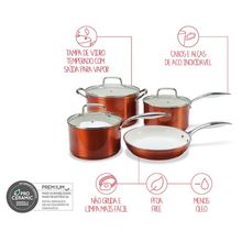 Jogo de Panelas 4 Peças - Ceramic Life Unique – com indução - Brinox - CARAMELO Brinox