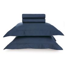 Jogo de Cama Casal 270 Fios Cetim 2,20m x  2,50m 100% Algodão Domos Marinho Karsten