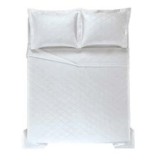 Jogo de Colcha Casal 270 Fios Cetim 2,20m x  2,55m 100% Algodão Domos Branco Karsten
