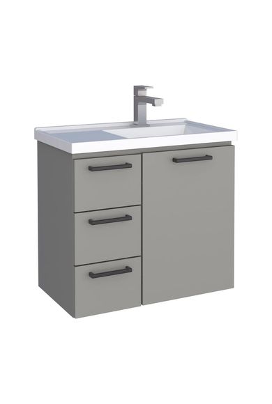 Gabinete Para Banheiro Ameixa Em Aço Cinza Com Lavatório 55x62cm Cozimax