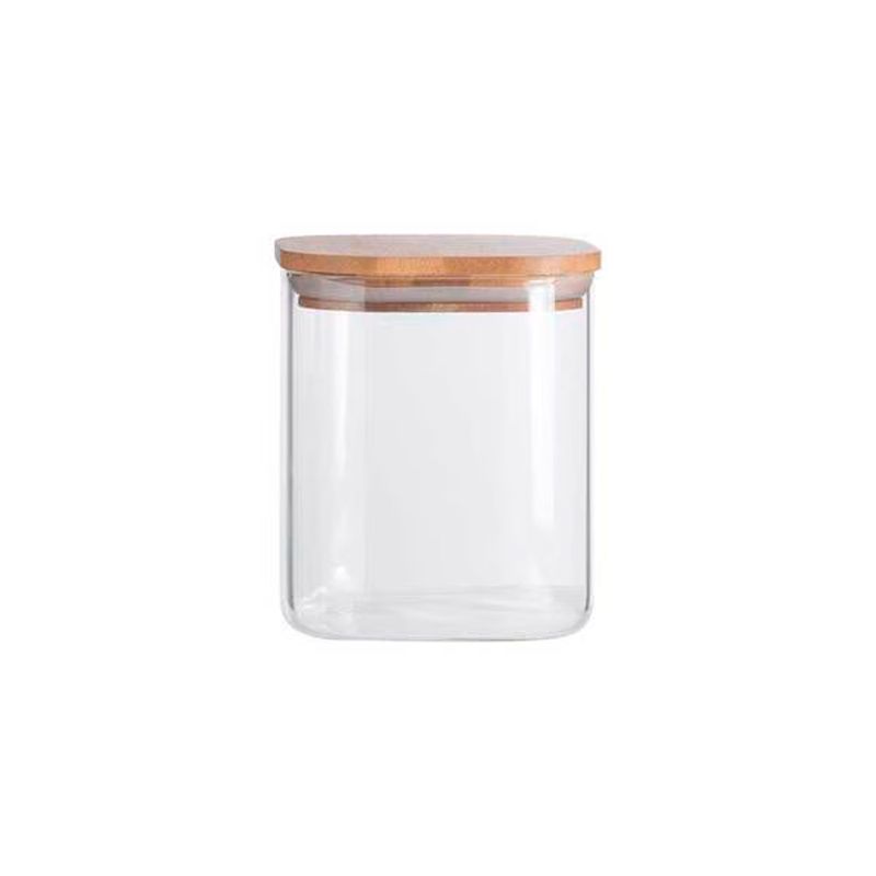 Pote-De-Mantimentos-Vidro-Flat-Quadrado-800Ml-Com-Tampa-Em-Bambu-Oikos