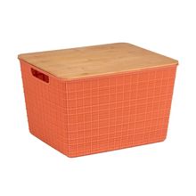 Caixa Organizada Com Tampa De Bambu Terracota 18L Oikos