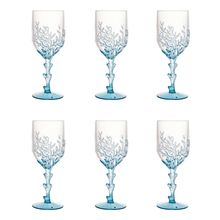 Conjunto 6 Taças de Acrílico Coral Azul 450ml  Wolff