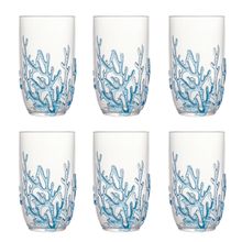 Conjunto 6 Copos Altos de Acrílico Coral Azul 650ml Wolff