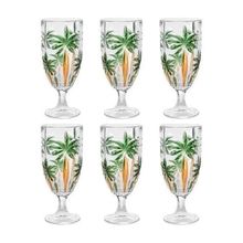 Conjunto 6 Taças de Cristal Palm Tree Handpaint 450ml Wolff