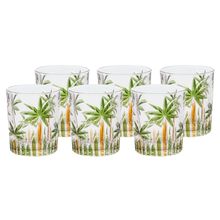 Conjunto 6 Copos Baixo De Cristal Palm Tree Handpaint 340ml  Wolff
