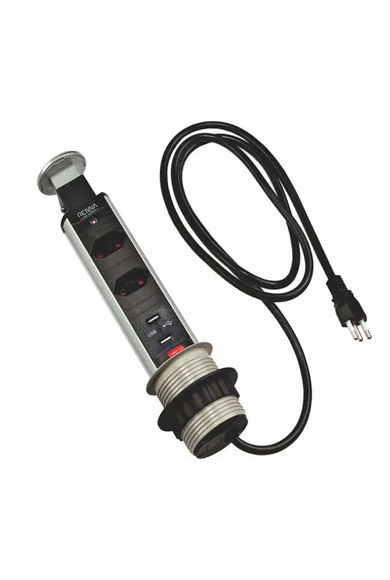 Torre De Tomada Com 2 Tomadas E 2 Entradas USB Preto Renna
