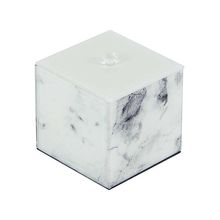 Porta Algodão Em Madeira E Vidro Branco 11,5x10cm