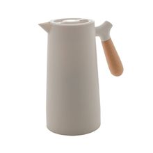 Garrafa Térmica Plástico Cabo Madeira Nórdica Branca 1 Litro