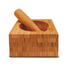 Pilão Pestle E Mortar Em Bambu 2 peças