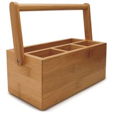 Suporte Para Talheres Vertical Com Alça Em Bambu 23x11cm