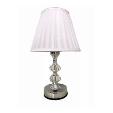 Abajur De Quarto À Toque Liga/Desliga 35cm De Vidro Com Cúpula Tecido