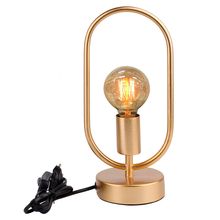 Abajur De Metal Dourado Com Lâmpada De Filamento 127v 14,5x11x32cm